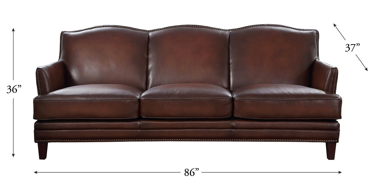 Oxford Leather Sofa Collection, Caramel Brown